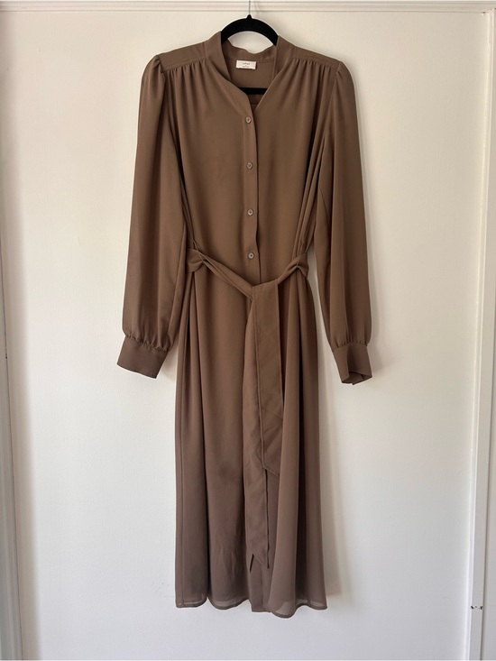 Wilfred Dresses & Skirts - Wilfred Brown Button-Front Midi Dress with Tie Belt